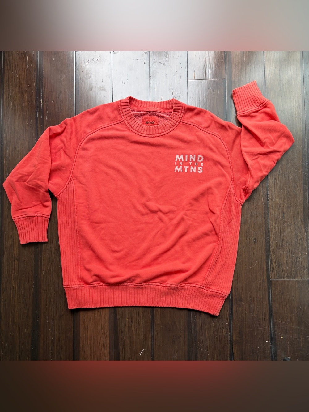 aerie Coral Red 'MIND IN THE MTNS' Crewneck Sweatshirt Fall Gorpcore Rustic Cozy